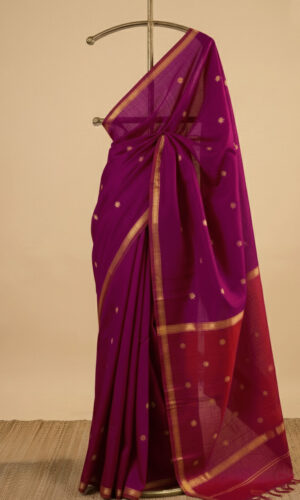 Pink with RedContrast Pallu Maheshwari Handloom Saree