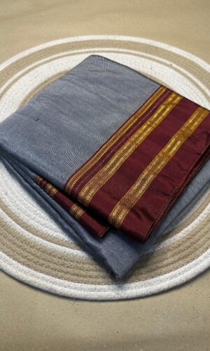 Ilkal Gayatri Border Handloom Saree in Grey