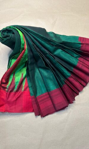 Ilkal Chikki Paras Border Handloom Green Saree