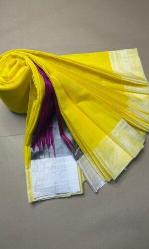 Ilkal Chikki Paras Border Handloom Yellow Saree
