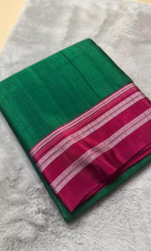Ilkal Gayatri Border Handloom Saree in Green