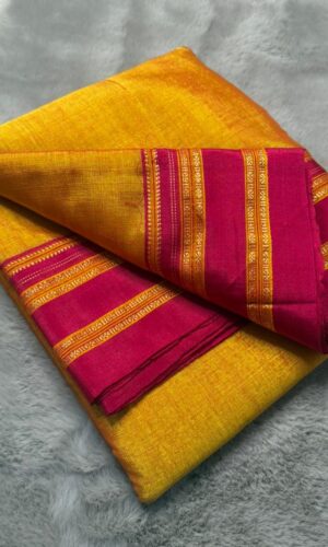Ilkal Gayatri Border Handloom Saree in Yellow