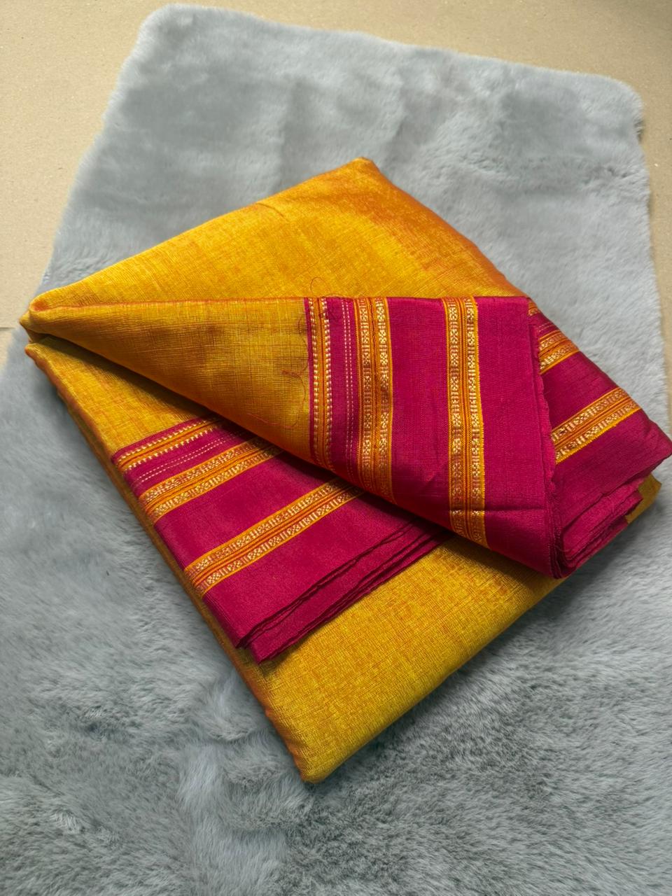 Ilkal Gayatri Border Handloom Saree in Yellow
