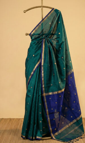 Green Blue Maheshwari Handloom Saree