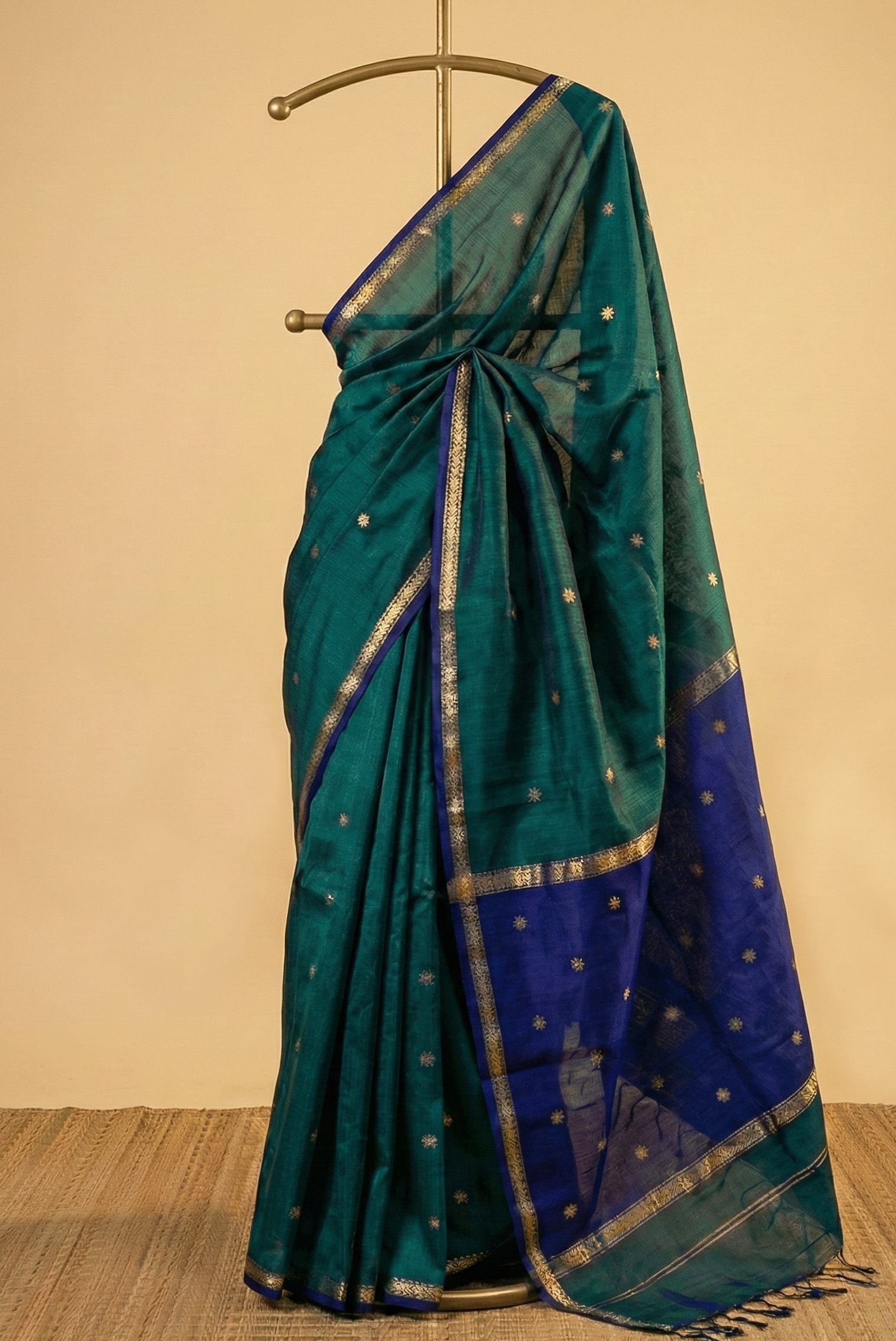 Green Blue Maheshwari Handloom Saree