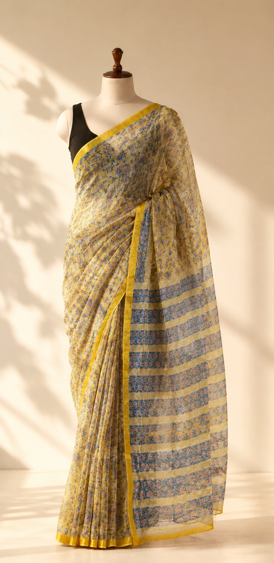 Kota Doria Handblock Printed Saree(KDBPC0005)