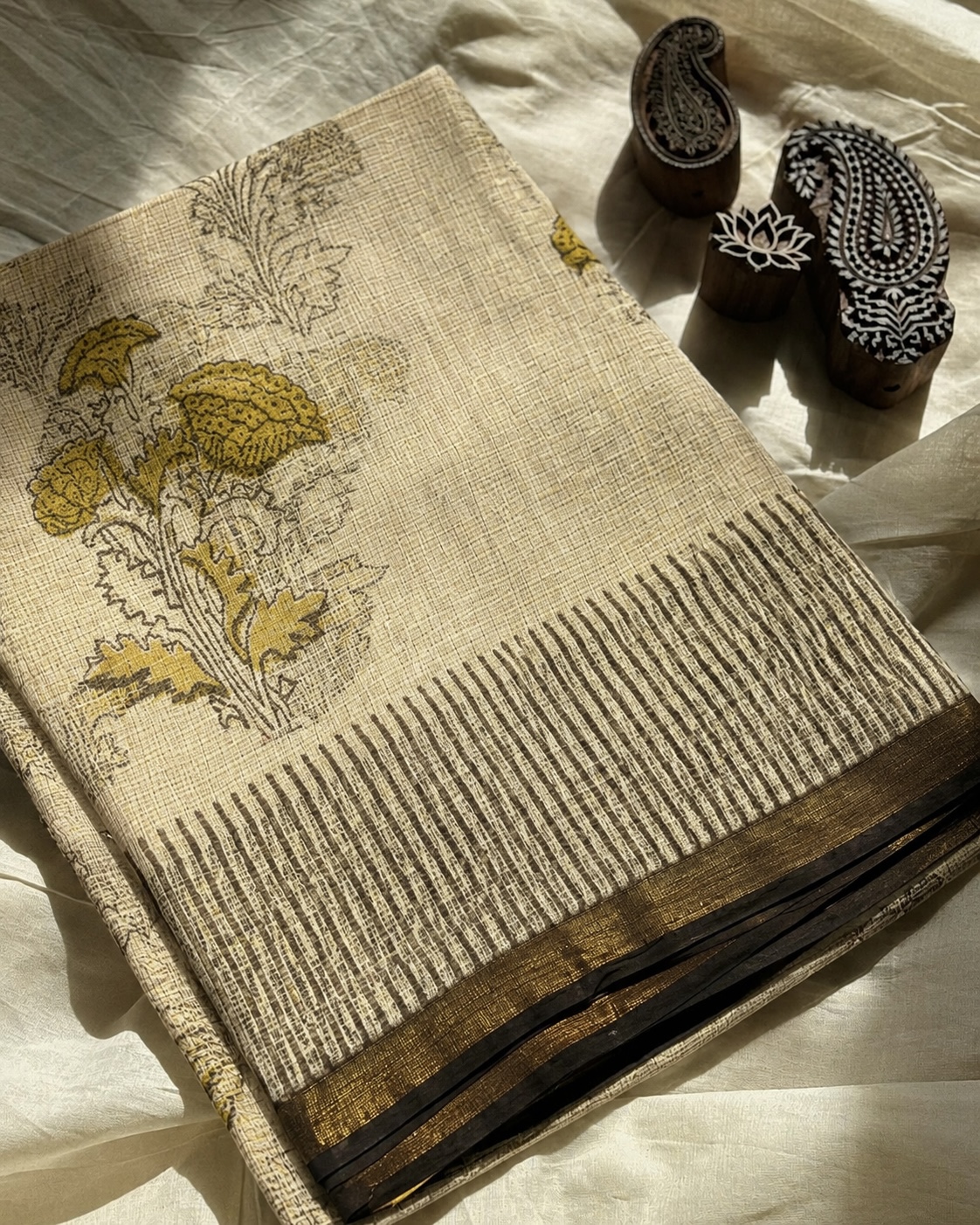 Kota Doria Handblock Printed Saree(KDBPC0001) - Image 3
