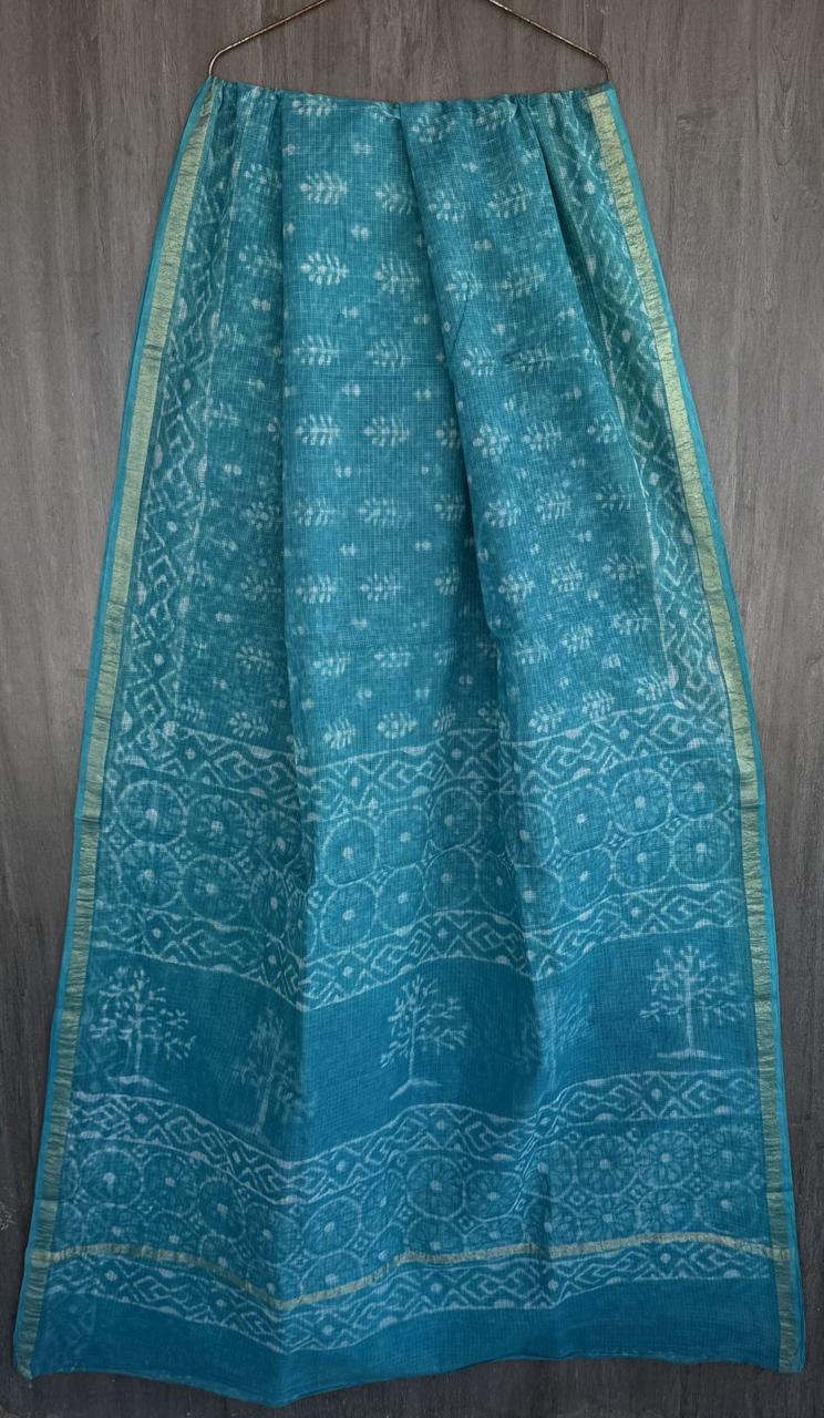 Kota Doria Handblock Printed Saree(KDBPC0006) - Image 2