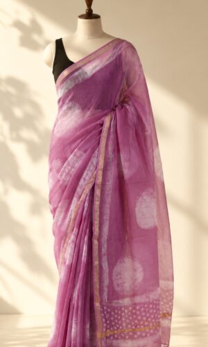 Kota Doria Handblock Printed Saree(KDBPC0003)