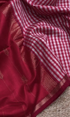 Checks Maheshwari Handloom Pink Saree(CMHPS03)