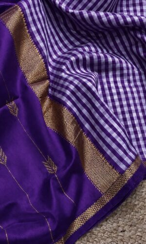 Checks Maheshwari Handloom Purple Saree(CMHPS04)