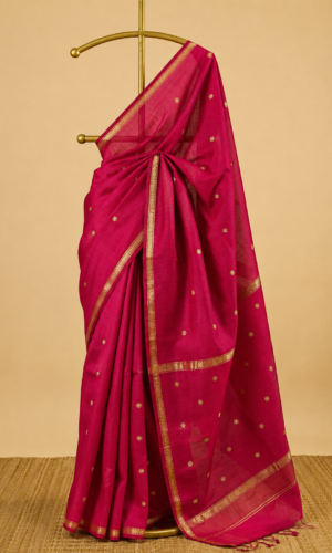 Maheshwari Handloom Saree in Reddish Pink (MHSRP025)
