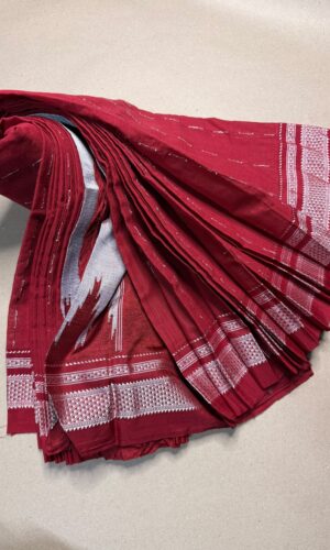 Ilkal Gayatri Border Handloom Red Cotton Saree(IGBHRCS01)