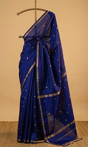 Maheshwari Handloom Saree in Royal Blue (MHSRB020)